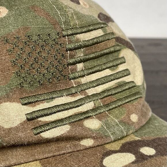 MultiCam Strapback Hat OSFM Camo Embroidered Flag‎ Tactical US Military Cap - Picture 2 of 9